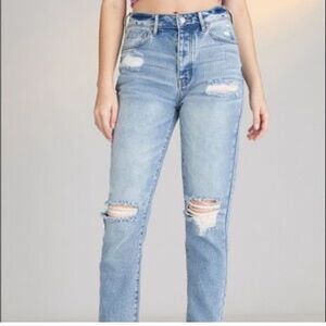 DISTRESSED RIPPED PACSUN MOM BUTTONFLY JEANS WOMEN’S SIZE 24
